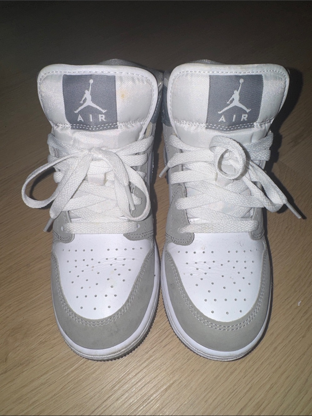Jordan Kids White and Gray High-Top Sneakers with Air Logo